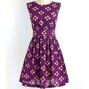 ModCloth Emilyandfin Purple Floral Fit Dress